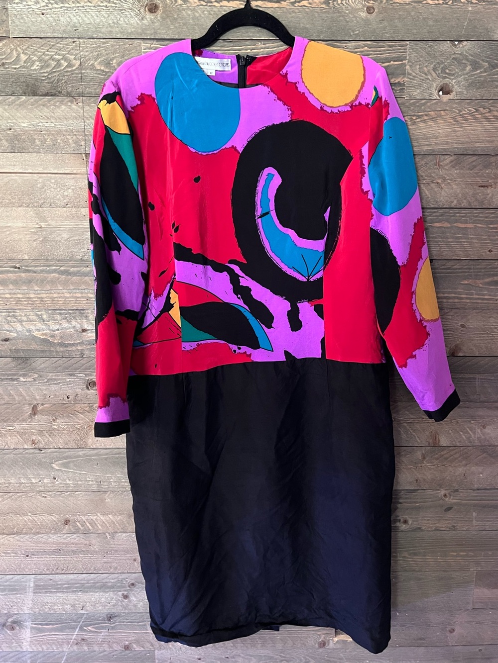 VTG Anne Crimmins UMI Collections Silk Abstract Geometric Shift Dress Hong Kong